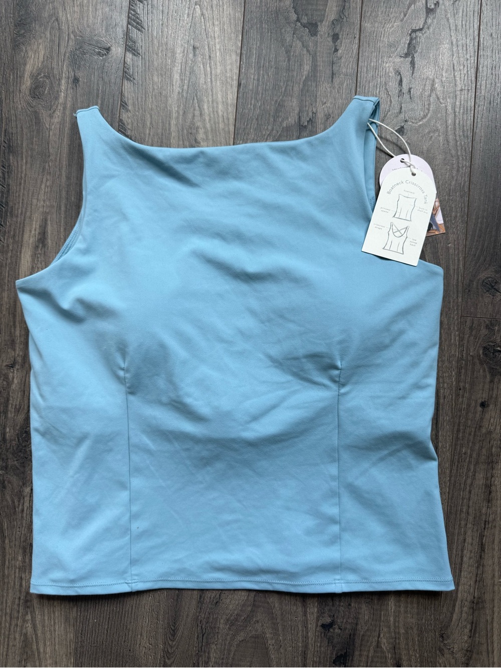 Light Blue Square-Neck Tank Top by